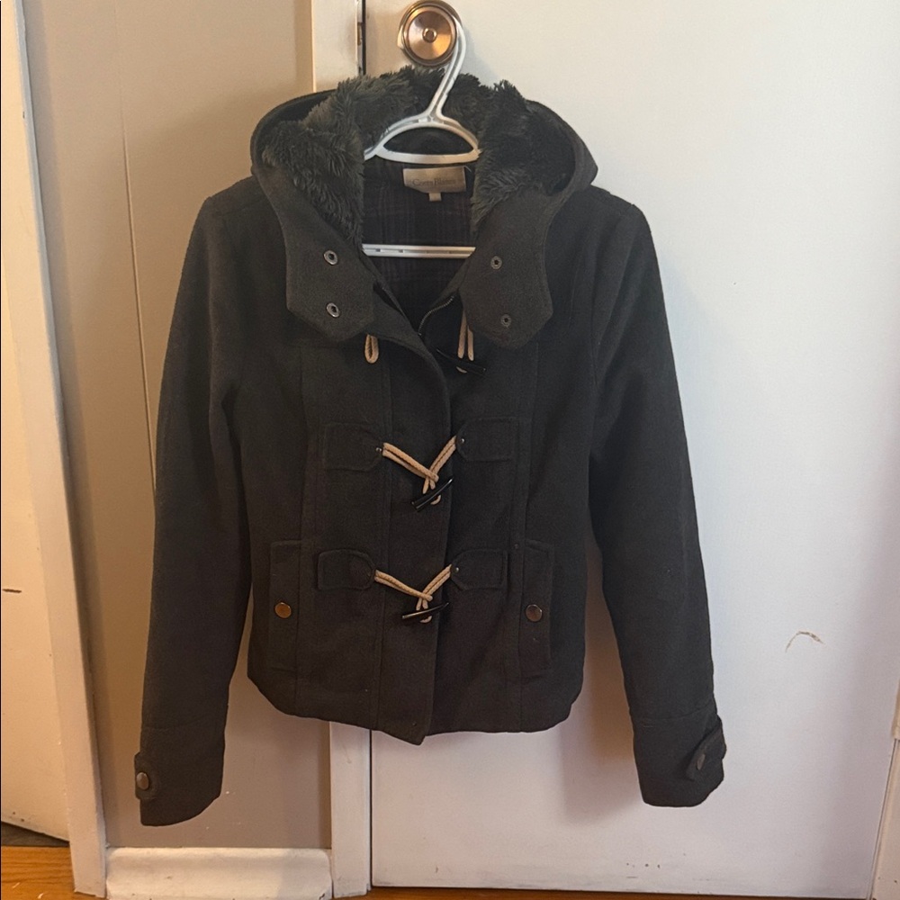Costa Blanca Charcoal Hooded Pea Coat